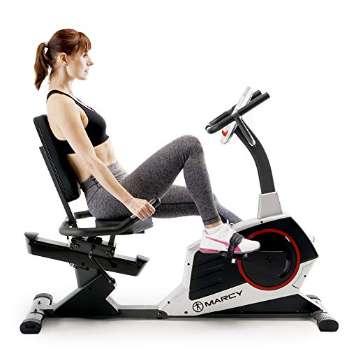 Marcy Regenerating Recumbent Exercise Bike with Adjustable Seat, Pulse Monitor