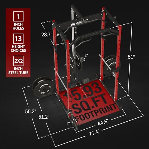 Mikolo Power Cage, Power Rack with LAT Pulldown, 1200 Pounds Capacity Workout