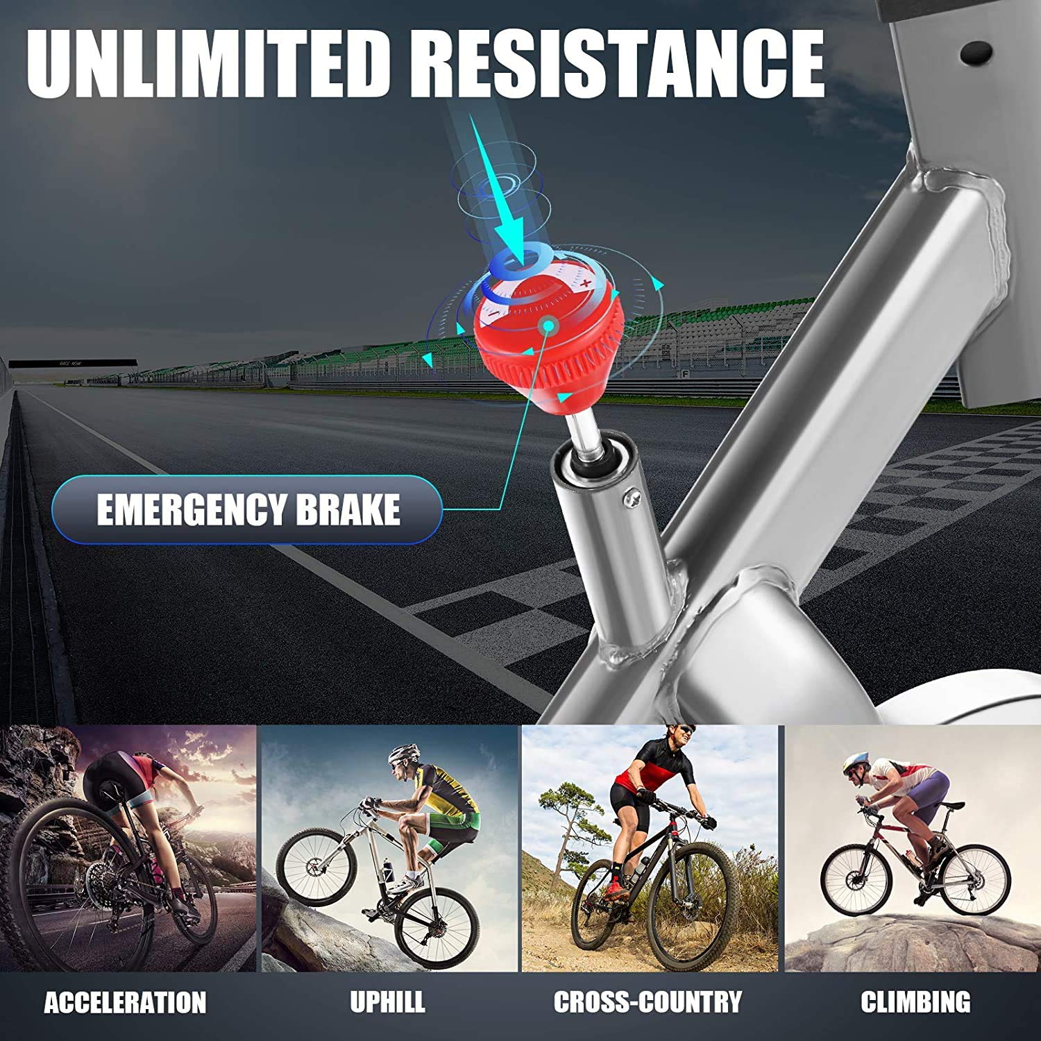 Gravdel Exercise Bike - App Connection, 35 lbs Flywheel