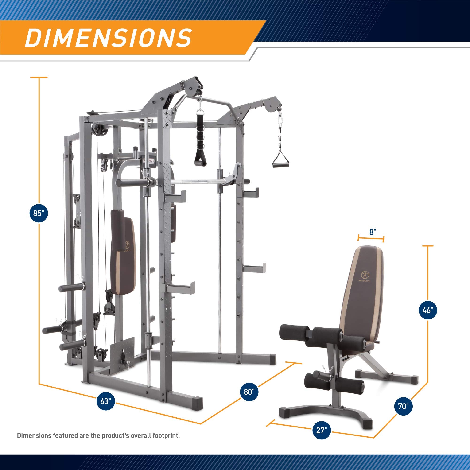Marcy Smith Cage Machine SM-4008 - Bench & Weight Bar